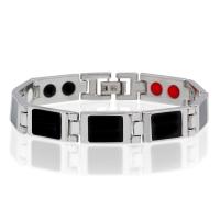 Acier titane bracelet, avec hématite magnétique, protection contre les radiations & pour homme & autocollant époxyde, 11mm Environ 8 pouce, Vendu par brin