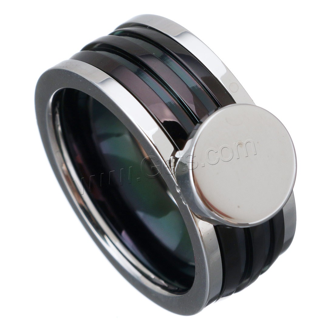 Enamel Stainless Steel Finger Ring, plated, different size for choice & for woman, 9mm, Sold By PC