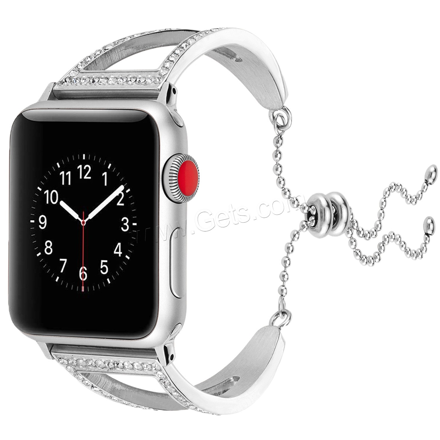 acier inoxydable bracelet de montre, Placage, pour Apple Watch & normes différentes pour le choix & avec strass, plus de couleurs à choisir, Longueur:Environ 5.5 pouce, Vendu par PC