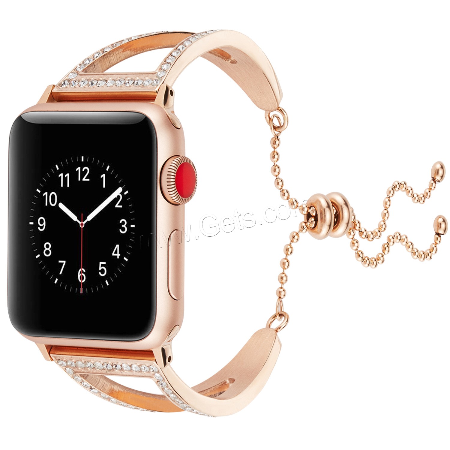 acier inoxydable bracelet de montre, Placage, pour Apple Watch & normes différentes pour le choix & avec strass, plus de couleurs à choisir, Longueur:Environ 5.5 pouce, Vendu par PC