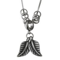 Stainless Steel Jewelry Necklace, Leaf, box chain & for woman & blacken  1mm Approx 17 Inch 