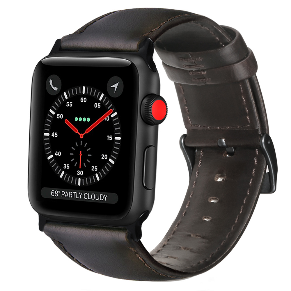 Cuero Venda de reloj, con acero inoxidable, Sostenible & para el reloj de apple & diverso tamaño para la opción, más colores para la opción, longitud:aproximado 8.5 Inch, Vendido por UD