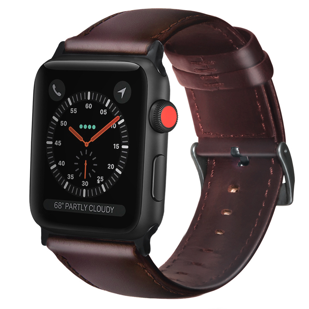 Cuero Venda de reloj, con acero inoxidable, Sostenible & para el reloj de apple & diverso tamaño para la opción, más colores para la opción, longitud:aproximado 8.5 Inch, Vendido por UD