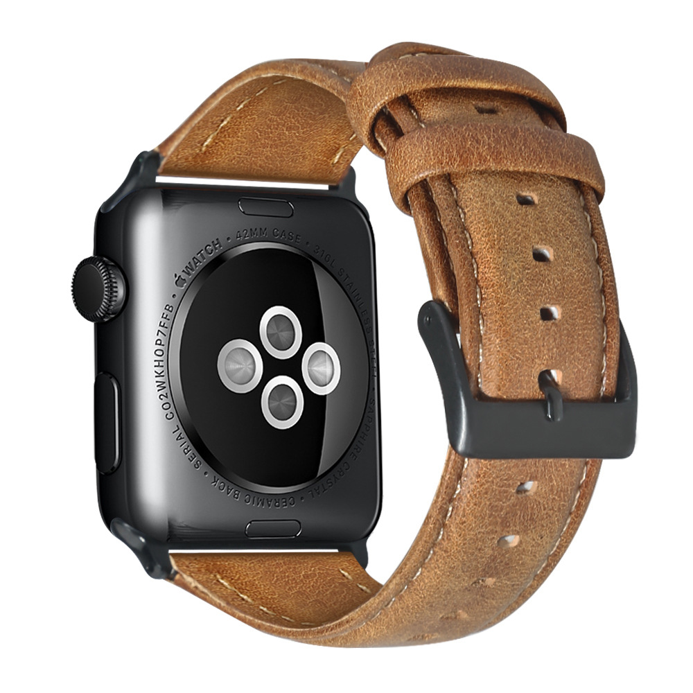 Cuero Venda de reloj, con acero inoxidable, Sostenible & para el reloj de apple & diverso tamaño para la opción, más colores para la opción, longitud:aproximado 8.5 Inch, Vendido por UD