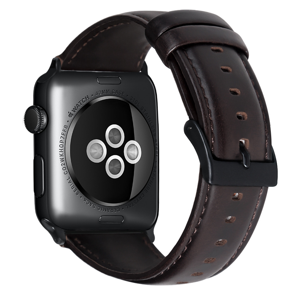 Cuero Venda de reloj, con acero inoxidable, Sostenible & para el reloj de apple & diverso tamaño para la opción, más colores para la opción, longitud:aproximado 8.5 Inch, Vendido por UD