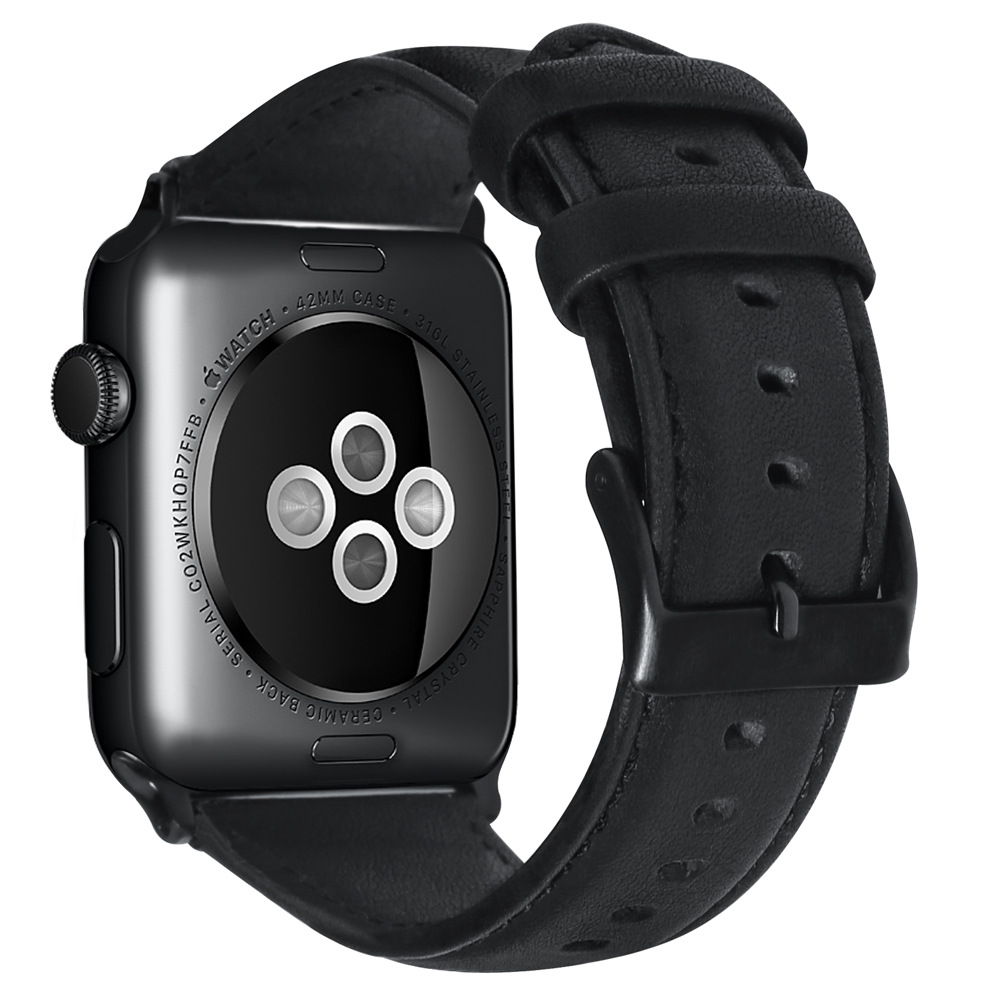 Cuero Venda de reloj, con acero inoxidable, Sostenible & para el reloj de apple & diverso tamaño para la opción, más colores para la opción, longitud:aproximado 8.5 Inch, Vendido por UD