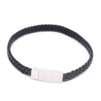 Titanstahl Armband, mit Leder, unisex, 24x9x6mm, Länge:ca. 8 ZollInch, verkauft von Strang