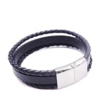 Titanstahl Armband, mit Leder, unisex & 3-Strang, 18mm, Länge:ca. 8 ZollInch, verkauft von Strang