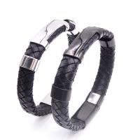 Titanstahl Armband, mit Leder, plattiert, unisex, keine, 13mm, Länge:ca. 8 ZollInch, verkauft von Strang