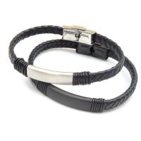 Titanstahl Armband, mit Leder, plattiert, unisex, keine, 7mm, Länge:ca. 8 ZollInch, verkauft von Strang