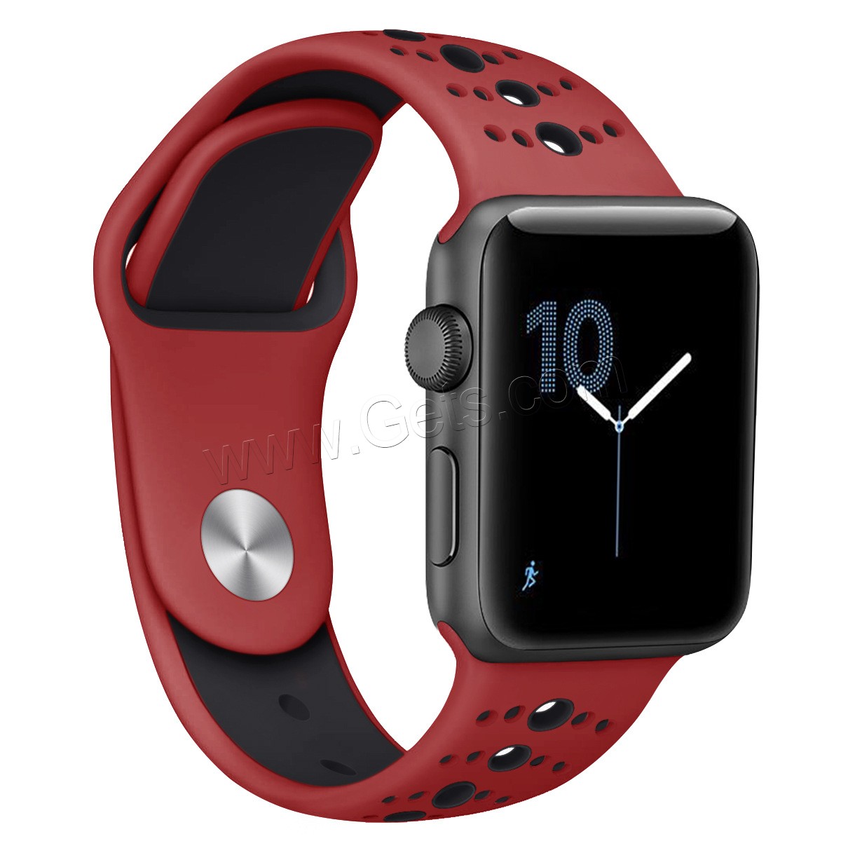 silicone bracelet de montre, acier inoxydable fermoir bande de montre, pour Apple Watch & normes différentes pour le choix, plus de couleurs à choisir, Longueur:Environ 5.5-8.1 pouce, Vendu par PC