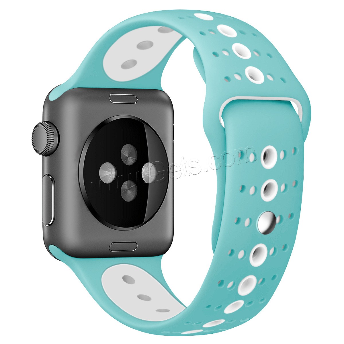 silicone bracelet de montre, acier inoxydable fermoir bande de montre, pour Apple Watch & normes différentes pour le choix, plus de couleurs à choisir, Longueur:Environ 5.5-8.1 pouce, Vendu par PC