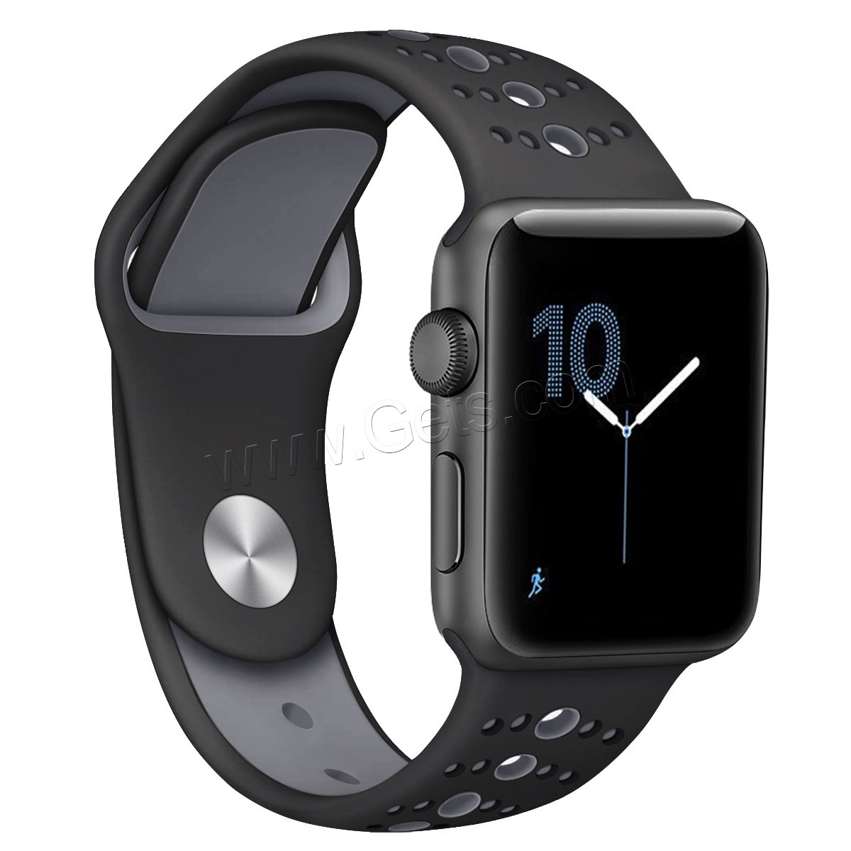 silicona Venda de reloj, acero inoxidable ver el cierre de la banda, para Apple Watch & diverso tamaño para la opción, más colores para la opción, longitud:aproximado 5.5-8.1 Inch, Vendido por UD