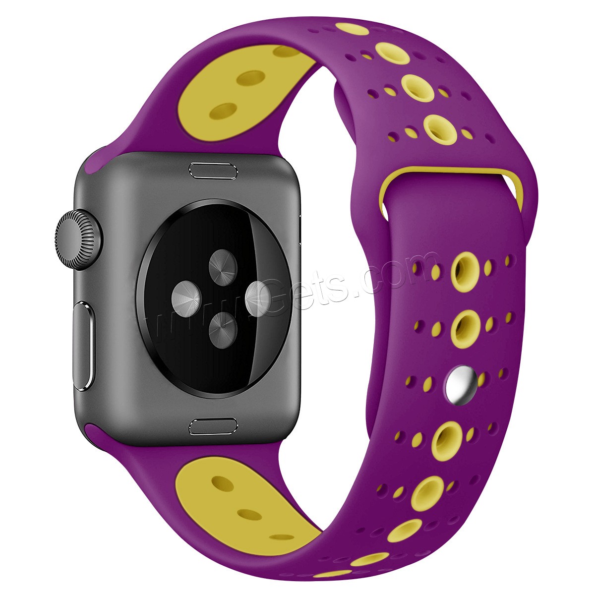 silicone bracelet de montre, acier inoxydable fermoir bande de montre, pour Apple Watch & normes différentes pour le choix, plus de couleurs à choisir, Longueur:Environ 5.5-8.1 pouce, Vendu par PC