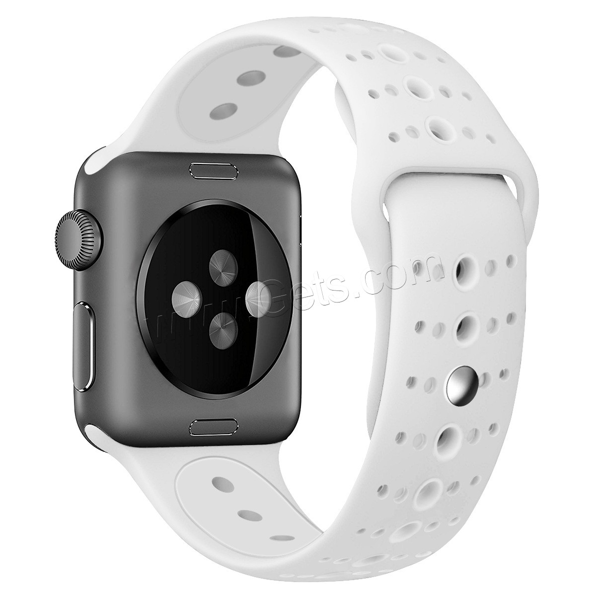 silicone bracelet de montre, acier inoxydable fermoir bande de montre, pour Apple Watch & normes différentes pour le choix, plus de couleurs à choisir, Longueur:Environ 5.5-8.1 pouce, Vendu par PC