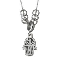 Stainless Steel Jewelry Necklace, Hamsa, box chain & for woman & blacken  1mm Approx 17 Inch 