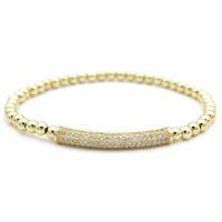 Strass Messing Armbänder, plattiert, unisex & Kugelkette & mit Strass, keine, 4mm, Länge:ca. 7 ZollInch, verkauft von Strang