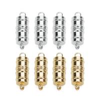 Messing Magnetverschluss, plattiert, Einzelstrang, keine, frei von Nickel, Blei & Kadmium, 17x6mm, Bohrung:ca. 1mm, 5PCs/Tasche, verkauft von Tasche