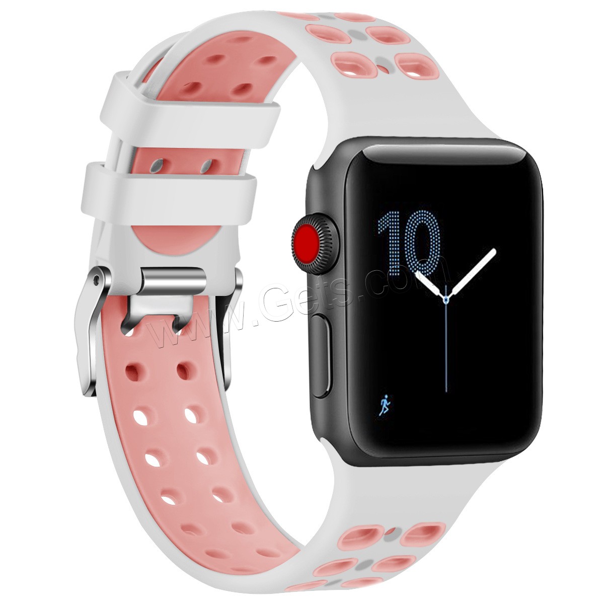 silicona Venda de reloj, acero inoxidable ver el cierre de la banda, para Apple Watch & diverso tamaño para la opción, más colores para la opción, longitud:aproximado 5.5-8.1 Inch, Vendido por UD