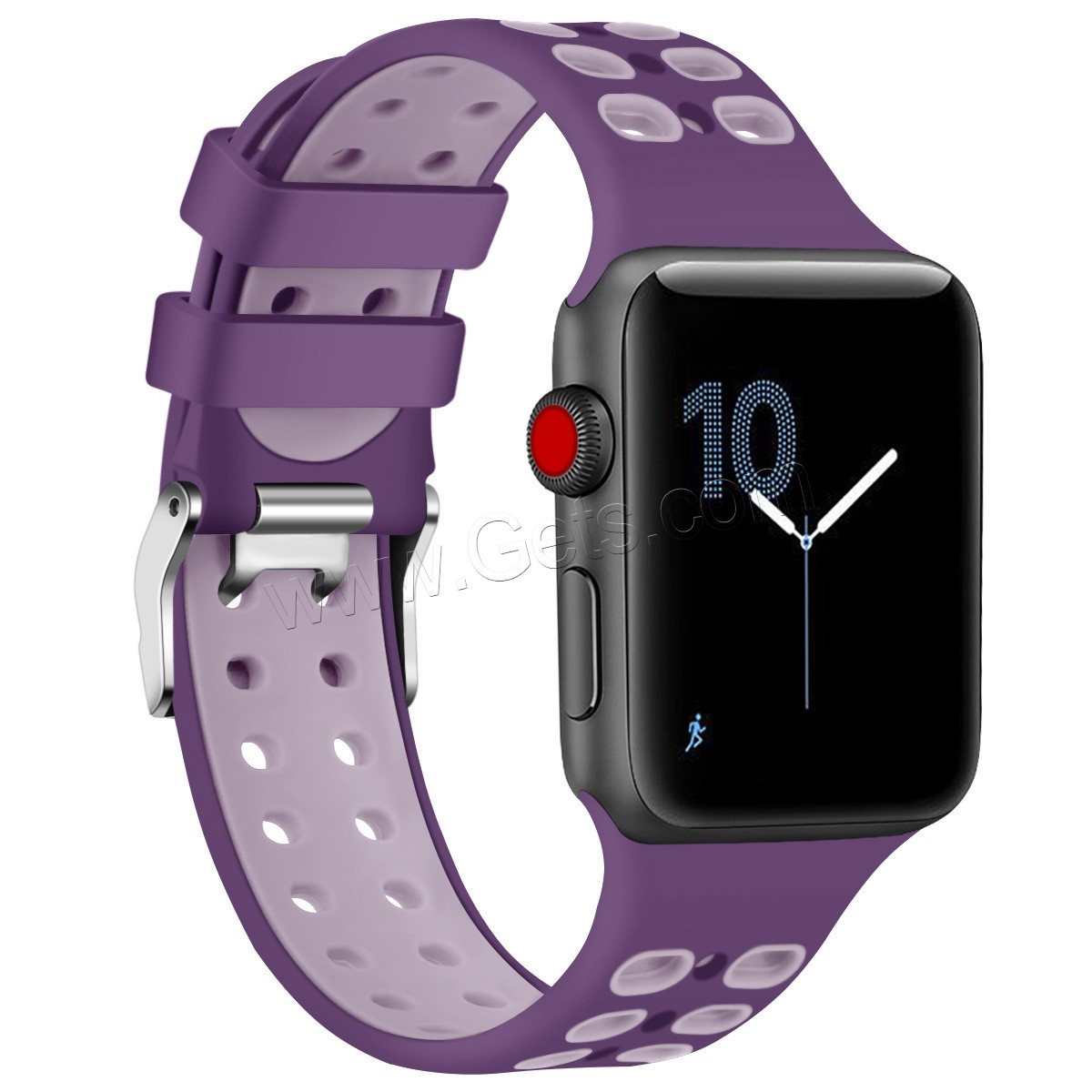 silicona Venda de reloj, acero inoxidable ver el cierre de la banda, para Apple Watch & diverso tamaño para la opción, más colores para la opción, longitud:aproximado 5.5-8.1 Inch, Vendido por UD