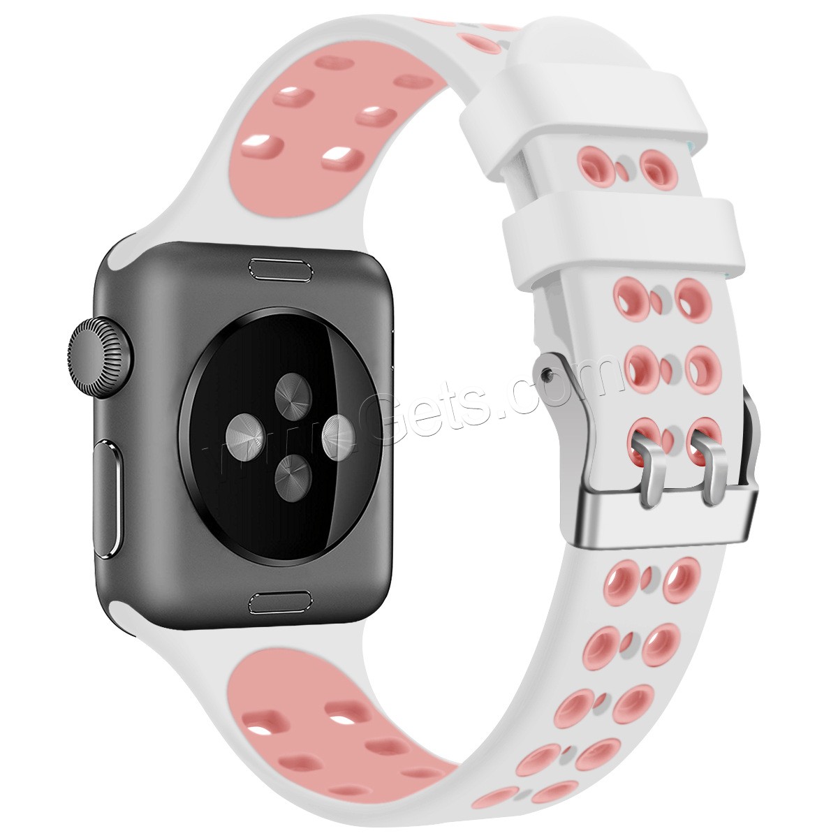 silicona Venda de reloj, acero inoxidable ver el cierre de la banda, para Apple Watch & diverso tamaño para la opción, más colores para la opción, longitud:aproximado 5.5-8.1 Inch, Vendido por UD