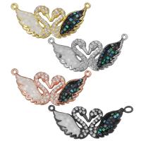 Brass Connector, with White Shell & Abalone Shell, Swan, plated, micro pave cubic zirconia & epoxy gel & 1/1 loop Approx 1mm 