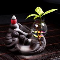 Incense Smoke Flow Backflow Holder Ceramic Incense Burner, Purple Clay, durable 