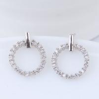 Pendientes de Perno de Aleación de Zinc, acero inoxidable aguja de pendiente, Esférico, chapado, micro arcilla de zirconia cúbica & para mujer, más colores para la opción, libre de plomo & cadmio, 15x14mm, Vendido por Par