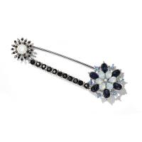 aleación de zinc broche, con Cristal, Flor, chapado en color de platina, para mujer & facetas & con diamantes de imitación, 79x24mm, Vendido por UD