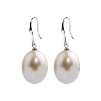 Plata de ley 925 Pendientes con Colgantes, con Shell Pearl, para mujer, 14x18mm, Vendido por Par