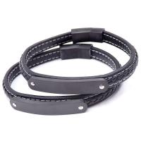 acero inoxidable Pulsera, con Cuero, iónico negro, unisexo, 8mm, longitud:aproximado 8 Inch, Vendido por Sarta