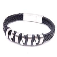 Edelstahl Armband, mit Leder, unisex, 12mm, Länge:ca. 8 ZollInch, verkauft von Strang