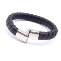 Edelstahl Armband, mit Leder, unisex & Schlangenhaut Muster, 13mm, Länge:ca. 8 ZollInch, verkauft von Strang