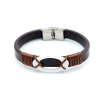 Edelstahl Armband, mit Leder & Porzellan, unisex, 11mm, Länge:ca. 8 ZollInch, verkauft von Strang