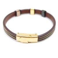 Leder Armband, mit Edelstahl, plattiert, unisex, keine, 8mm, Länge:ca. 8 ZollInch, verkauft von Strang