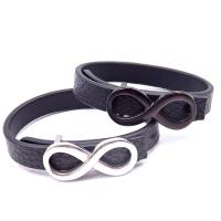 Leder Armband, mit Edelstahl, Nummer 8, plattiert, unisex, keine, 12mm, Länge:ca. 9.5 ZollInch, verkauft von Strang