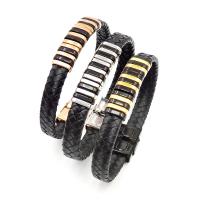 Leder Armband, mit Titanstahl, plattiert, unisex, keine, 10mm, Länge:ca. 8 ZollInch, verkauft von Strang