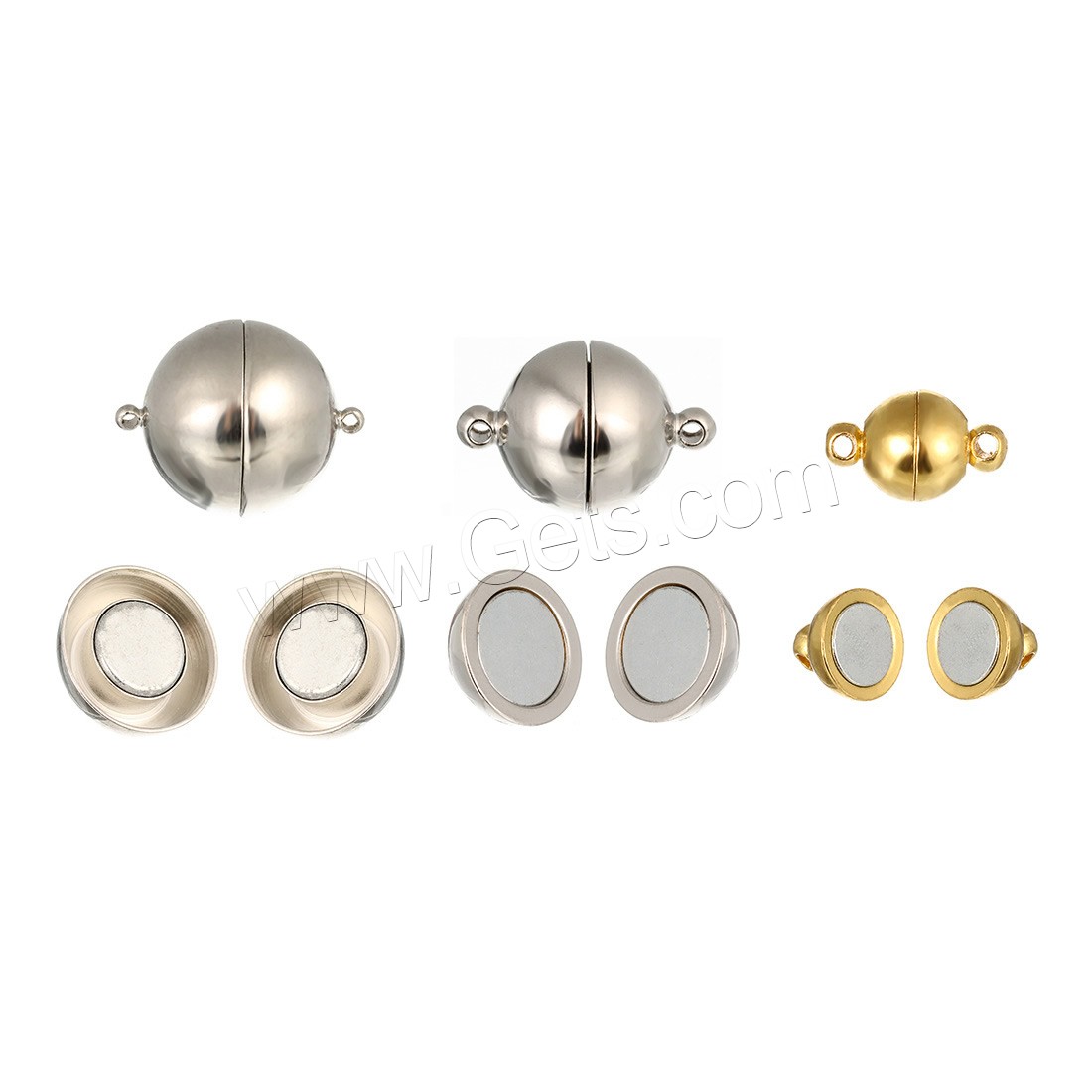 Brass Magnetic Clasp, Round, plated, different size for choice & single-strand, more colors for choice, nickel, lead & cadmium free, Hole:Approx 1-2mm, 10PCs/Bag, Sold By Bag