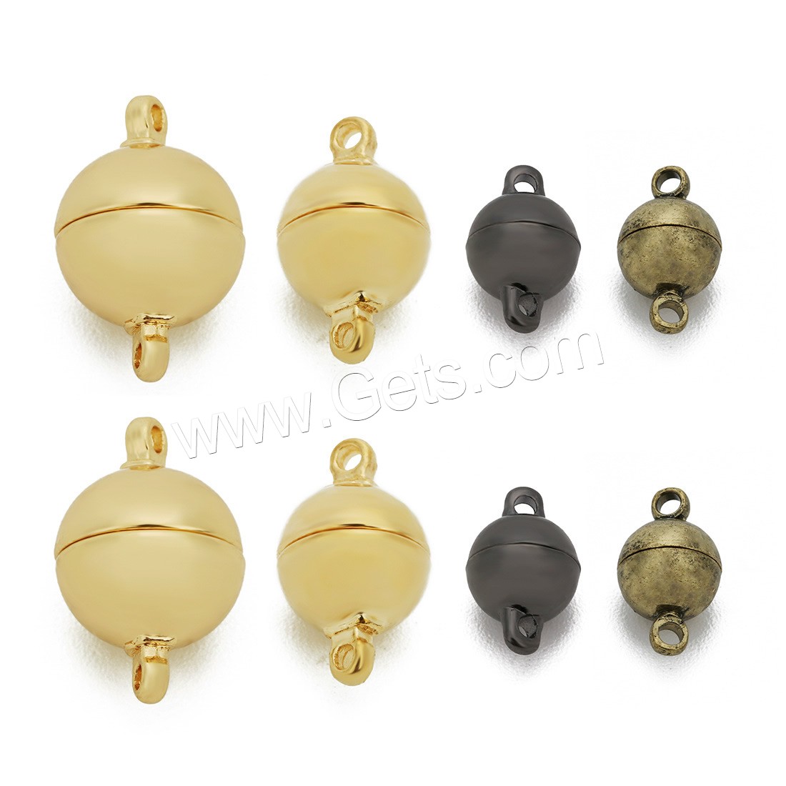 Messing Magnetverschluss, rund, plattiert, verschiedene Größen vorhanden & Einzelstrang, keine, frei von Nickel, Blei & Kadmium, Bohrung:ca. 1-2mm, 5PCs/Tasche, verkauft von Tasche