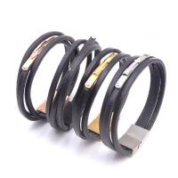 Edelstahl Armband, mit Leder, Pfeilspitze, plattiert, unisex & 3-Strang, keine, 13mm, Länge:ca. 8 ZollInch, verkauft von Strang