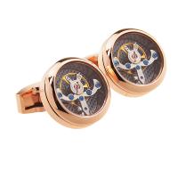 Brass Cufflinks, with Glass, plated, Unisex 