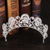 Bridal Tiaras, Zinc Alloy, with ABS Plastic Pearl, silver color plated, for bridal & with rhinestone, lead & cadmium free 