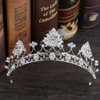 Bridal Tiaras, Zinc Alloy, silver color plated, for bridal & with rhinestone, lead & cadmium free 