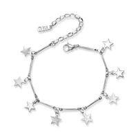 Edelstahl Charm Armband, 316 L Edelstahl, mit Verlängerungskettchen von 2inch, Stern, Armband  Bettelarmband & Bar-Kette & für Frau, originale Farbe, 7mm, Länge:ca. 6 ZollInch, verkauft von Strang