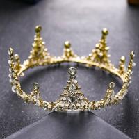 Bridal Tiaras, Zinc Alloy, with ABS Plastic Pearl, gold color plated, for bridal & with rhinestone, lead & cadmium free 