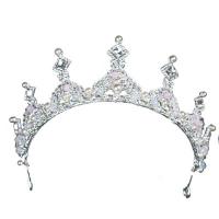 Bridal Tiaras, Zinc Alloy, with ABS Plastic Pearl & Crystal, silver color plated, for bridal & faceted & with rhinestone, lead & cadmium free 