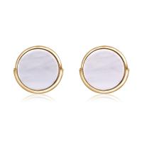 Acetate Stud Earring, with Zinc Alloy, stainless steel post pin, Flat Round, gold color plated, for woman 