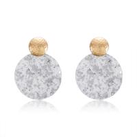 Acetate Drop Earring, with Zinc Alloy, stainless steel post pin, Flat Round, gold color plated, for woman 