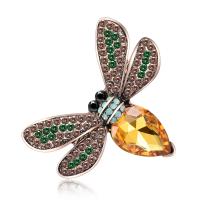 aleación de zinc broche, con Cristal, Abeja, chapado en color dorado antiguo, para mujer & facetas & con diamantes de imitación, libre de plomo & cadmio, 45x38mm, Vendido por UD