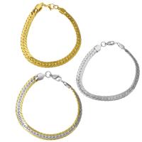 Stainless Steel Chain Bracelets, plated, Unisex & curb chain 7mm Approx 9 Inch 